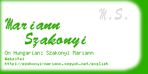 mariann szakonyi business card